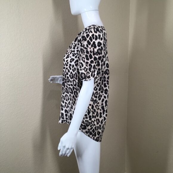 Joie Women's Black Amone Leopard Print Silk Top C4 - Picture 4 of 5